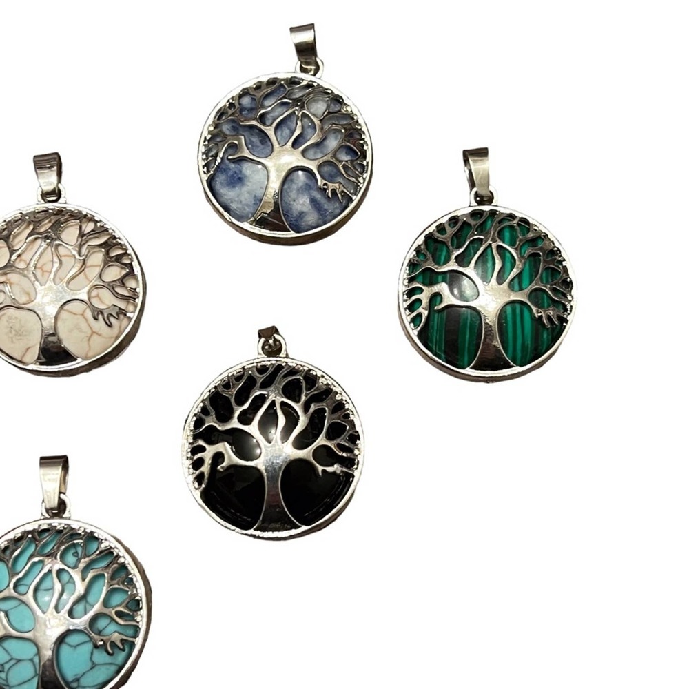 Lot of six tree of life necklace pendants. - Picture 4 of 9